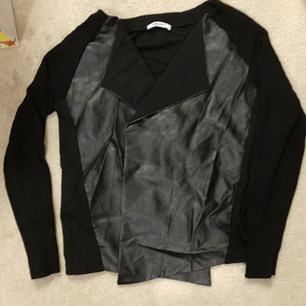 DKNYC Faux Leather Sweater/Blazer